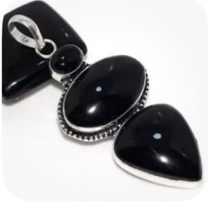 925 Silver Plated Black Onyx Pendant